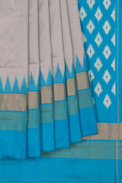 Image of Pochampally Ikat Silk Grey Saree