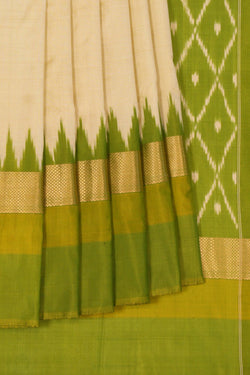 Image of Pochampally Ikat Silk Pastel Green Saree