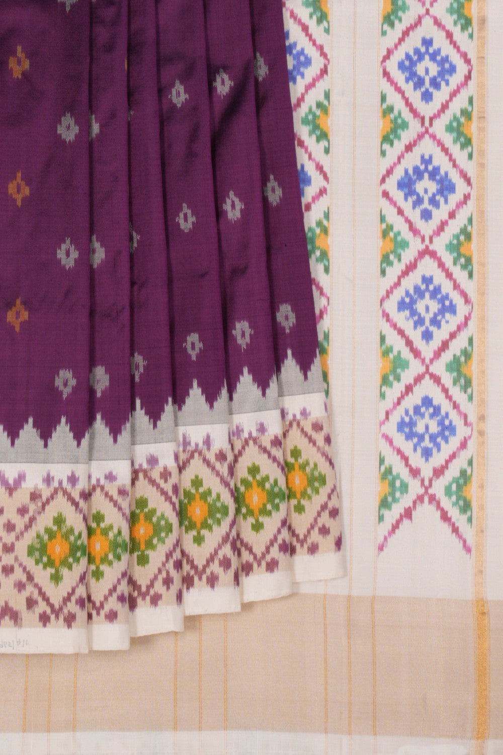 Pochampally Ikat Silk Violet Saree