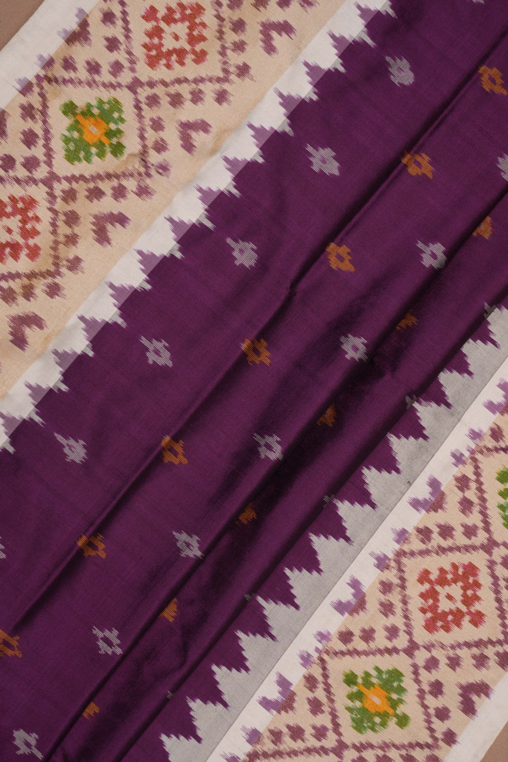 Pochampally Ikat Silk Violet Saree