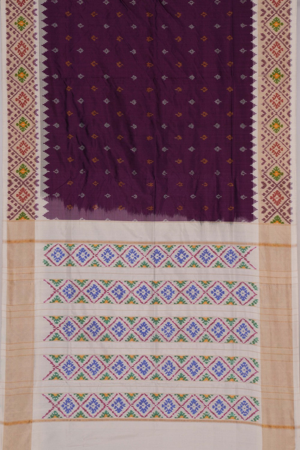 Pochampally Ikat Silk Violet Saree