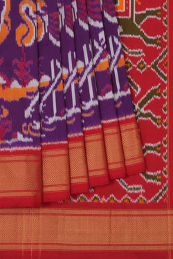 Image of Pochampally Ikat Silk Purple Saree