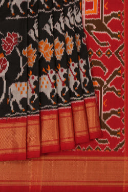 Image of Pochampally Ikat Silk Black Saree