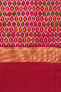 Image of Pochampally Ikat Silk Kattam White Saree