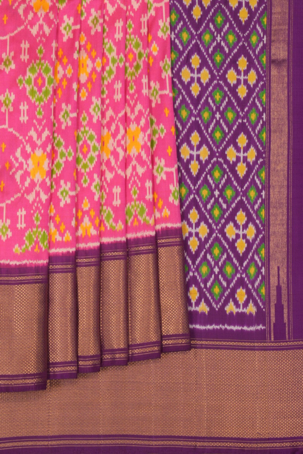 Pochampally Ikat Silk Pink Saree