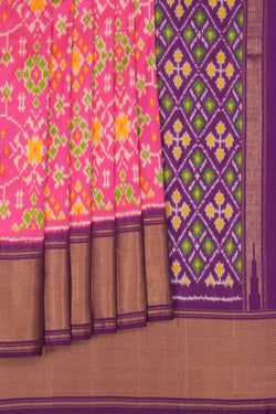 Image of Pochampally Ikat Silk Pink Saree