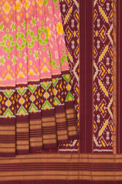 Image of Pochampally Ikat Silk Pink Saree