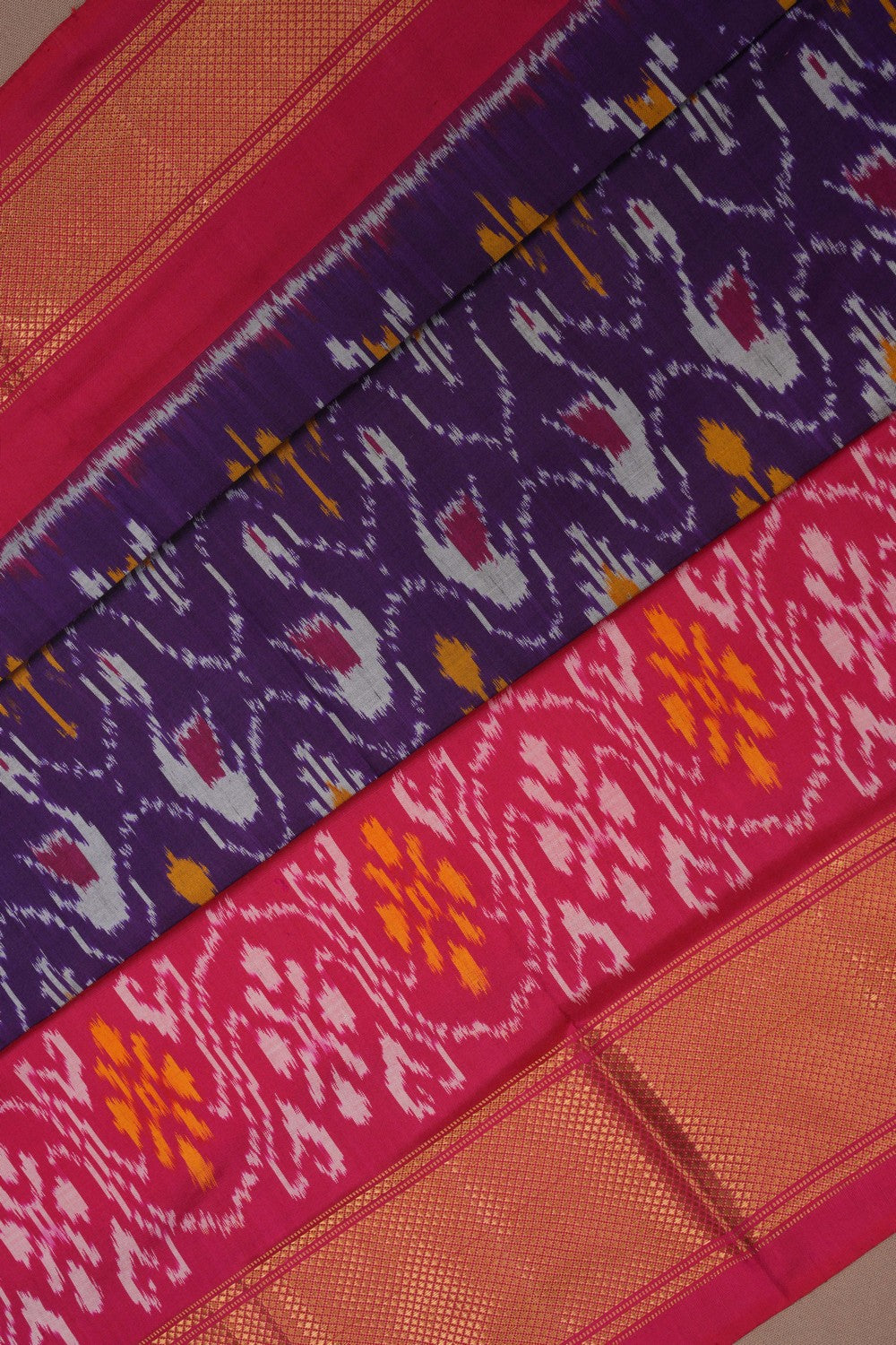 Image of Pochampally Ikat Silk Purple Saree