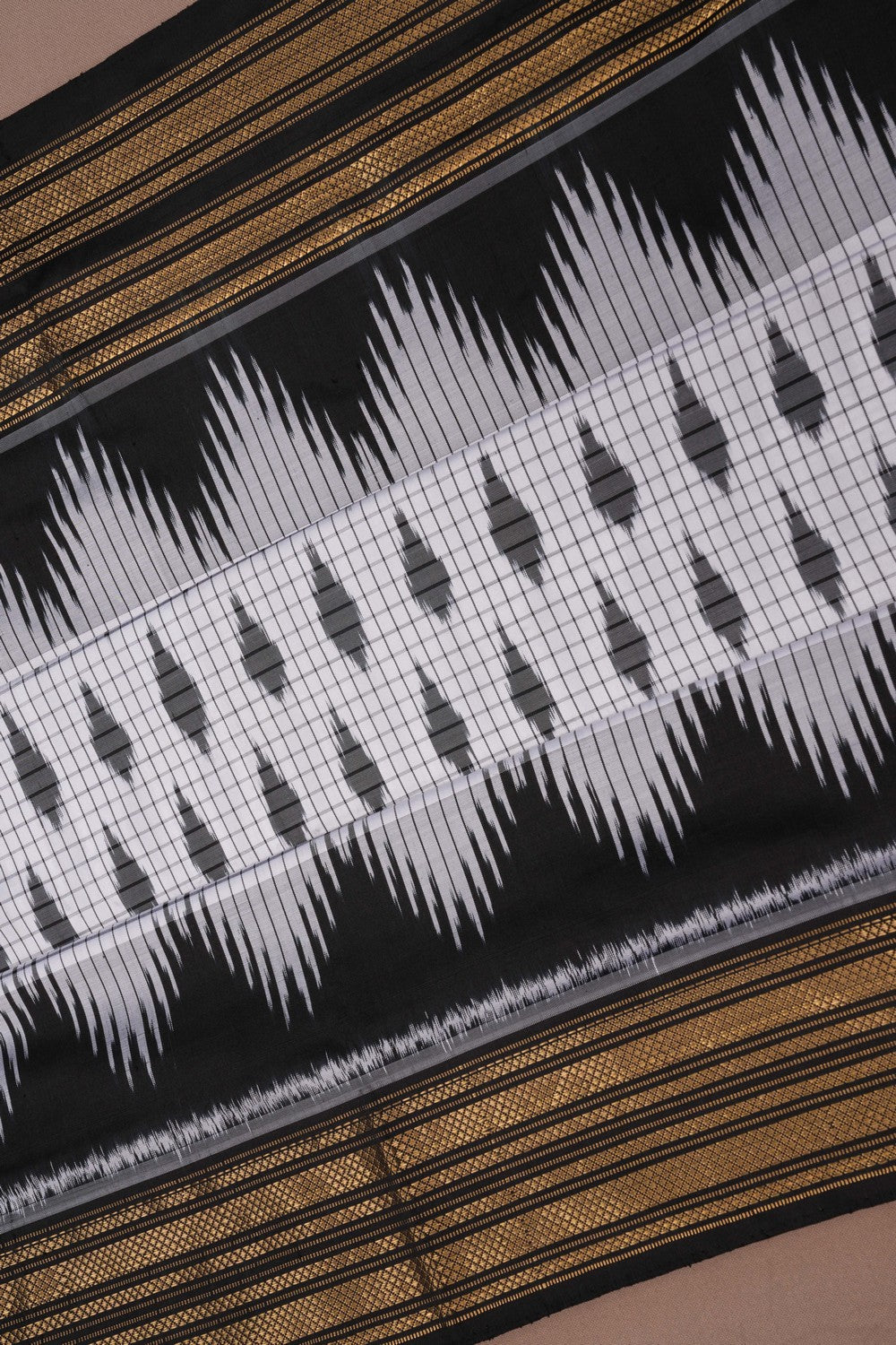 Image of Pochampally Ikat Silk White Saree