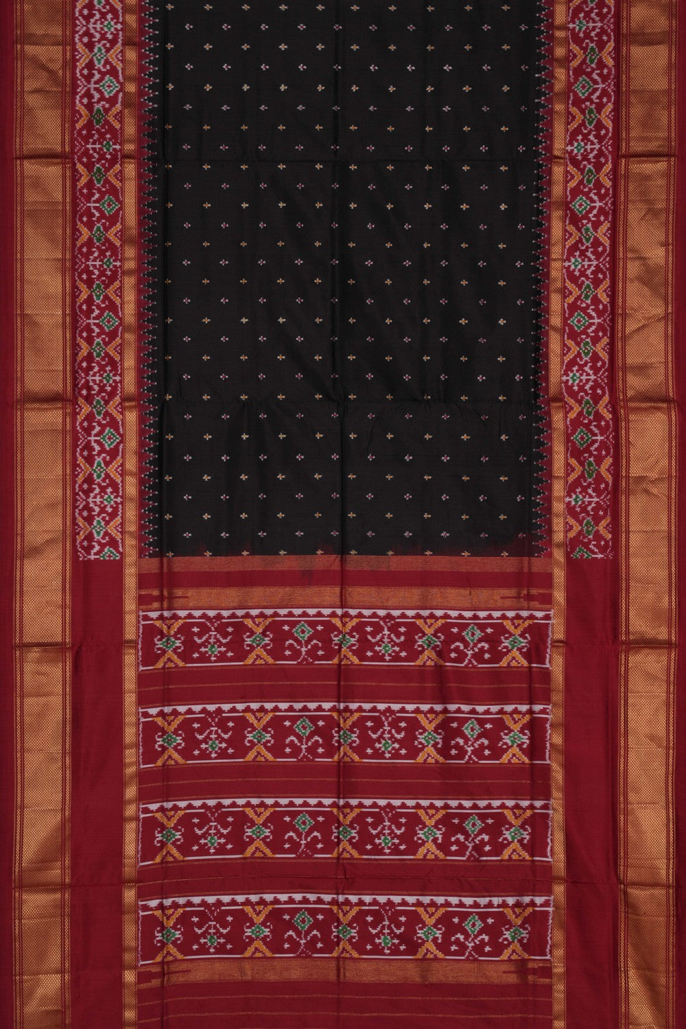Pochampally Ikat Silk Black Saree