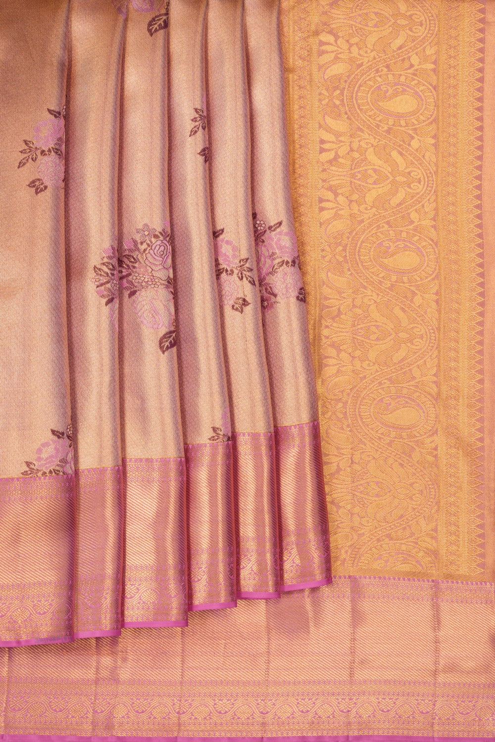 Kanchipattu Tissue Brocade Onion Pink Saree