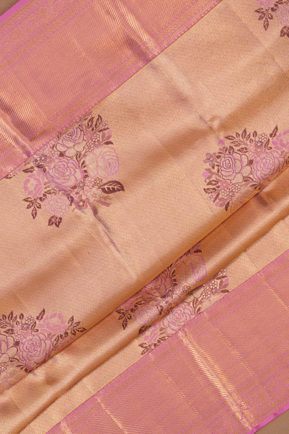 Image of Kanchipattu Tissue Brocade Onion Pink Saree