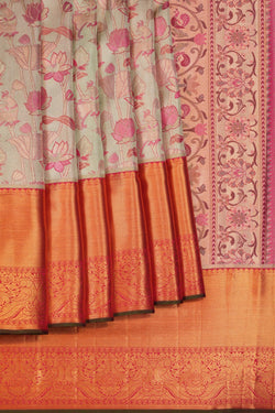 Image of Kanchipattu Tissue Brocade Aqua Green Saree