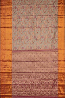 Image of Kanchipattu Tissue Brocade Aqua Green Saree