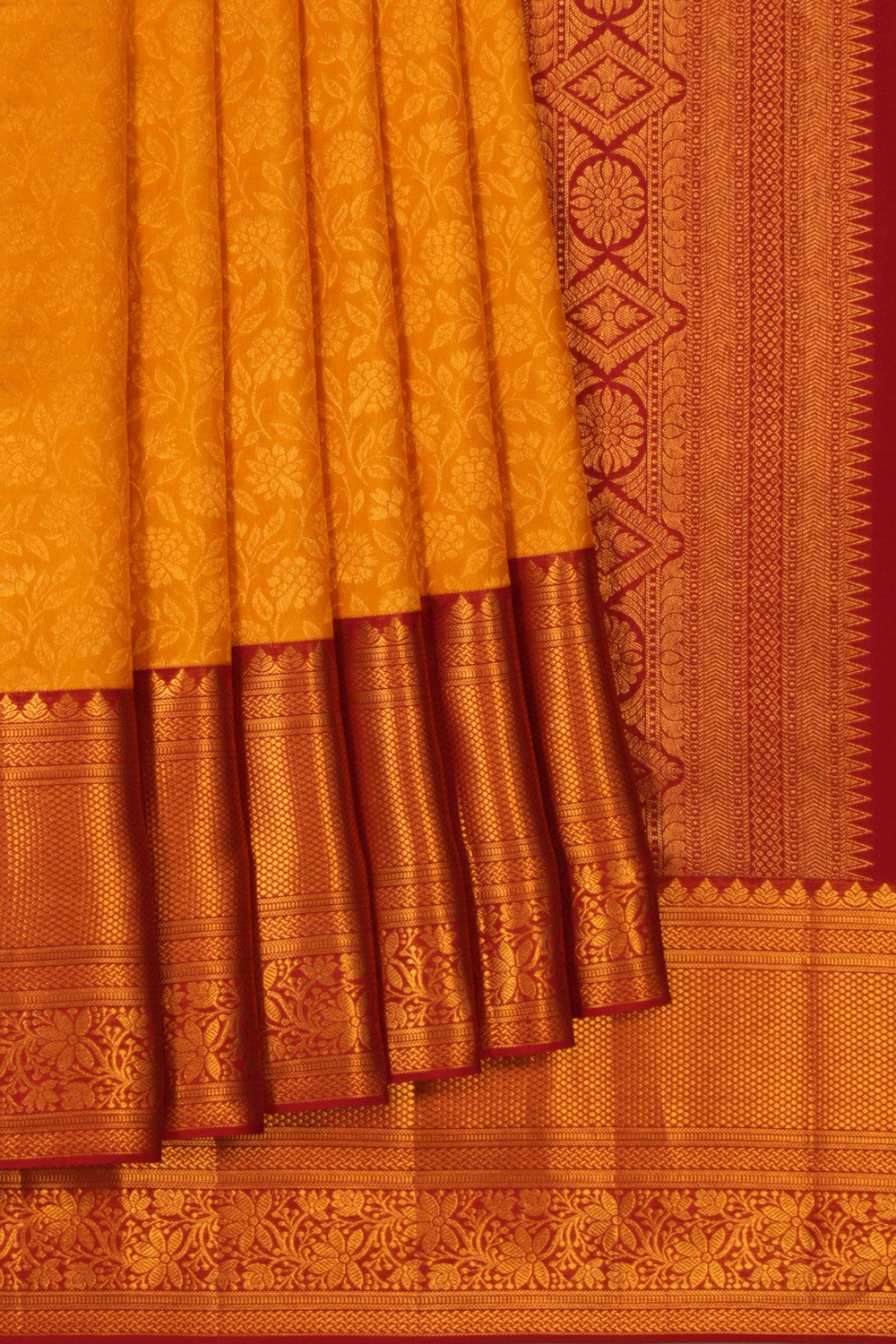 Kanchipattu Brocade Yellow Saree