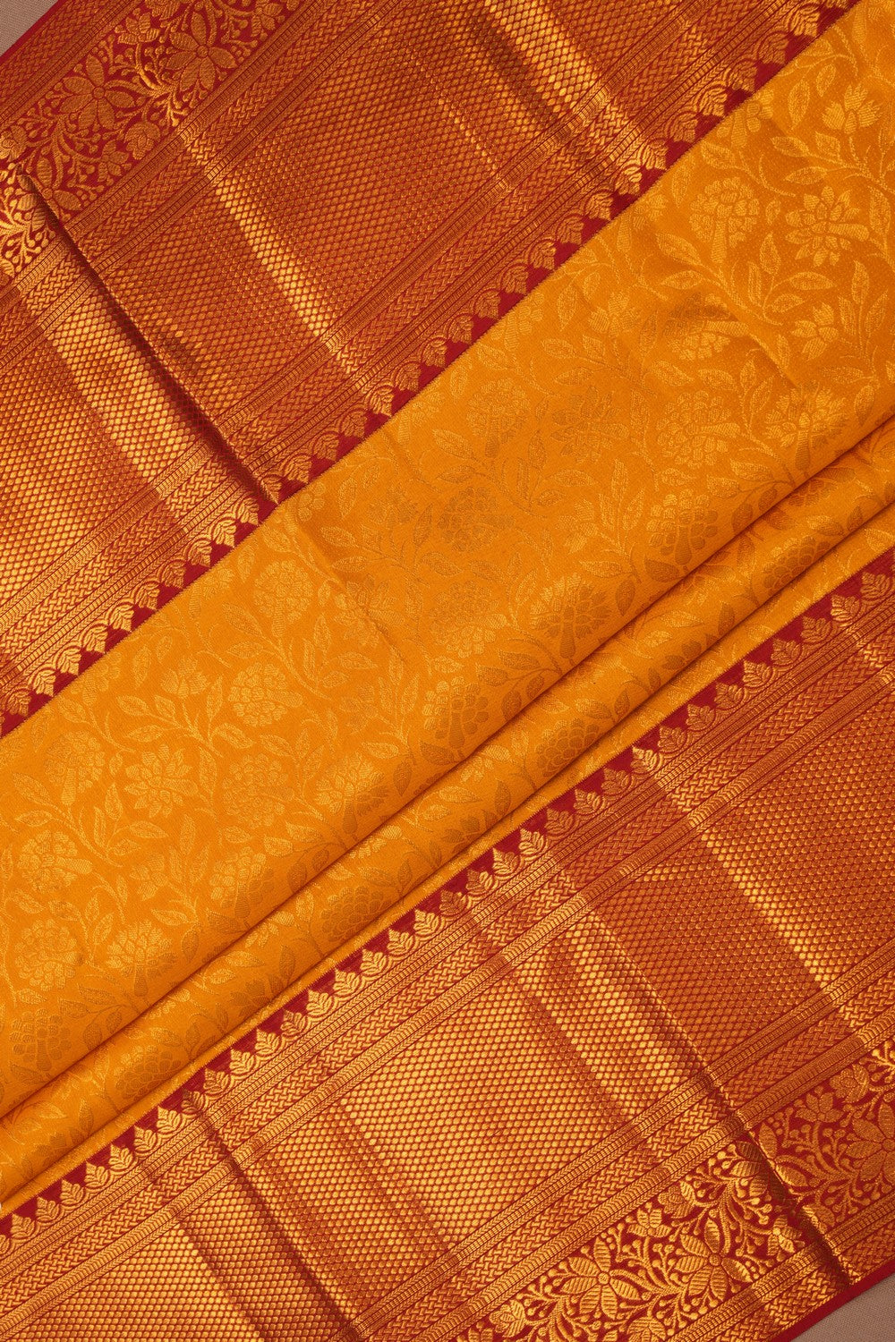 Kanchipattu Brocade Yellow Saree