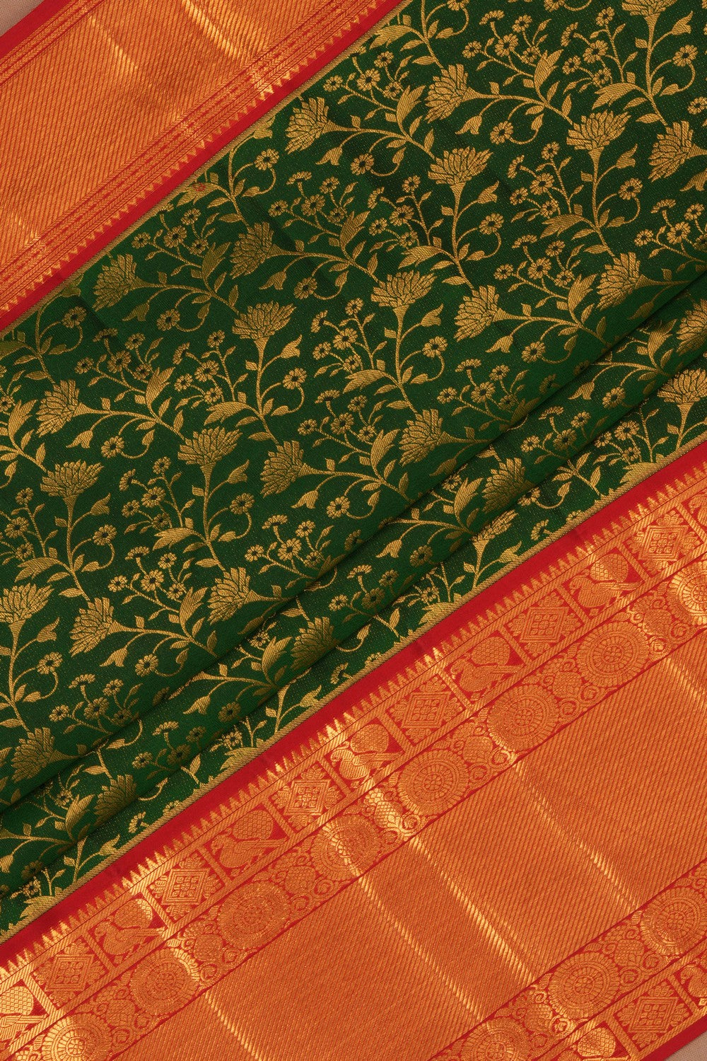 Kanchipattu Brocade Green Saree