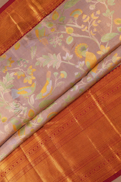 Image of Kanchipattu Brocade Gold-Blue Saree