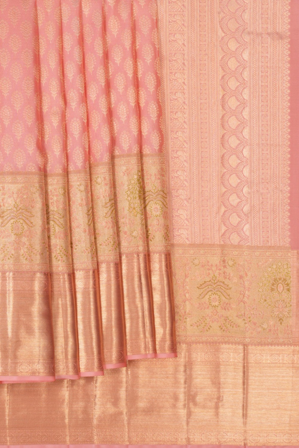 Kanchipattu Brocade Gold-Pink Saree