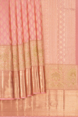 Image of Kanchipattu Brocade Gold-Pink Saree