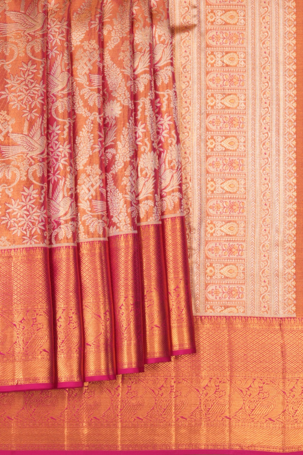 Kanchipattu Brocade Gold-Pink Saree