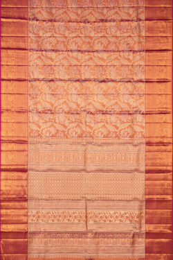 Image of Kanchipattu Brocade Gold-Pink Saree