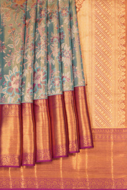 Image of Kanchipattu Brocade Blue Saree