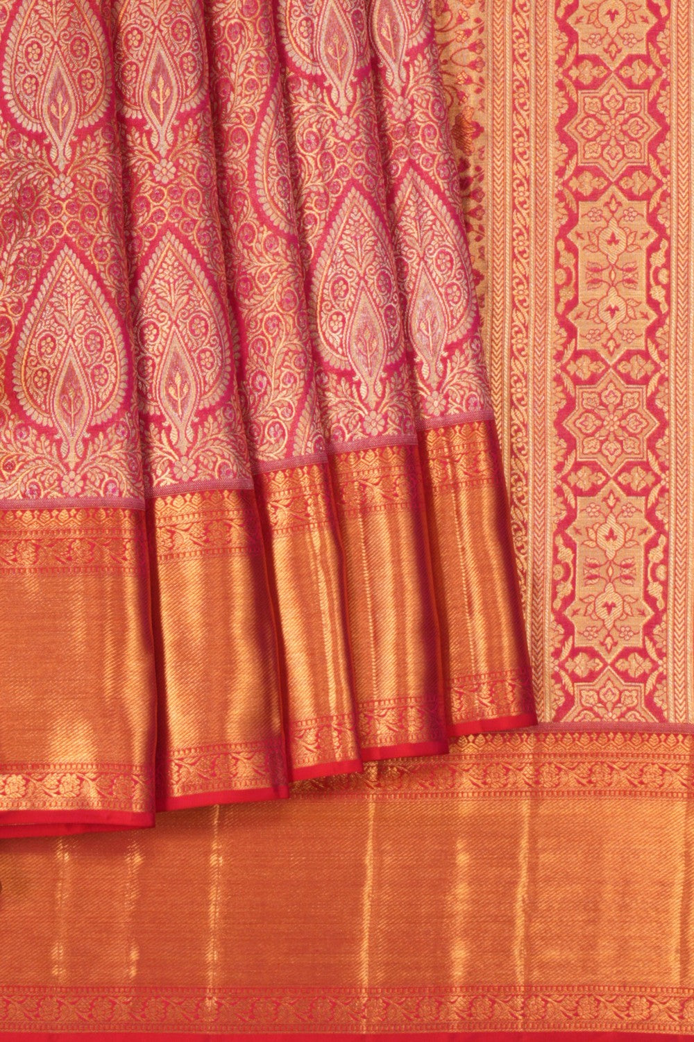 Kanchipattu Brocade Gold-Pink Saree