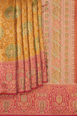 Image of Kanchipattu Brocade Gold-Green Saree