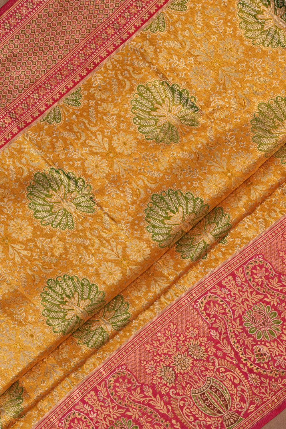 Kanchipattu Brocade Gold-Green Saree