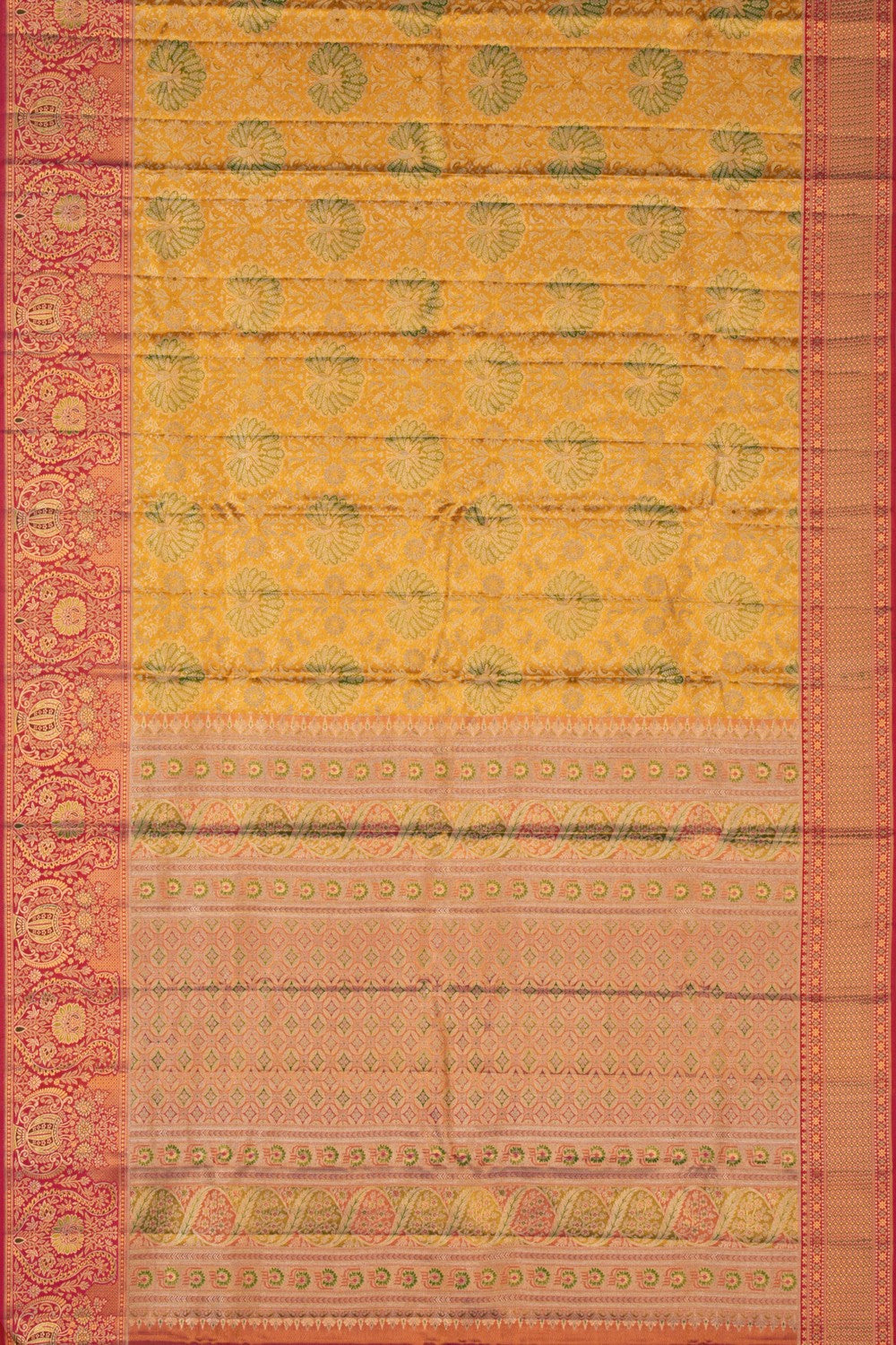 Kanchipattu Brocade Gold-Green Saree