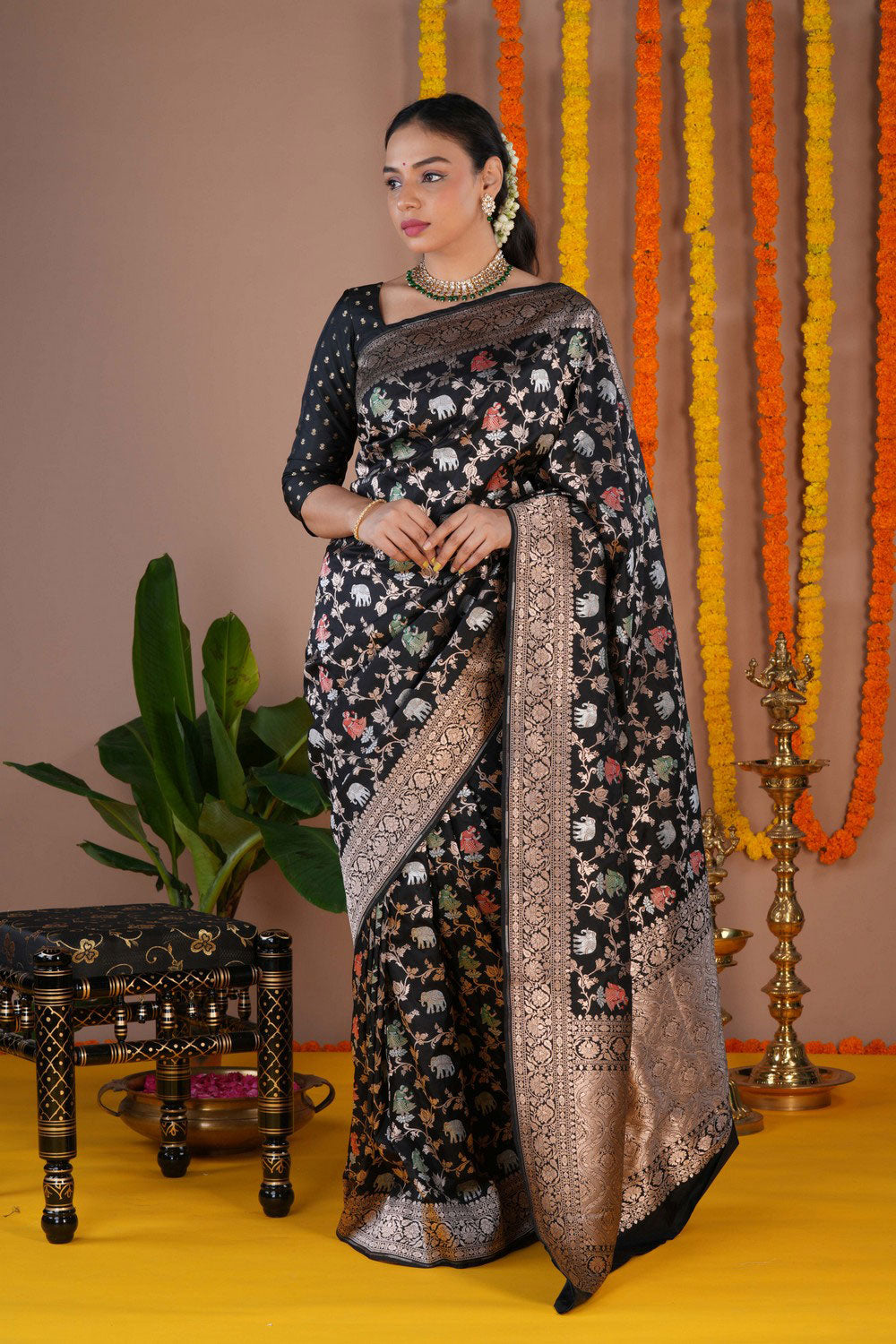 Banarasi Silk Brocade Black Saree