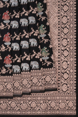 Image of Banarasi Silk Brocade Black Saree
