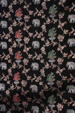 Image of Banarasi Silk Brocade Black Saree