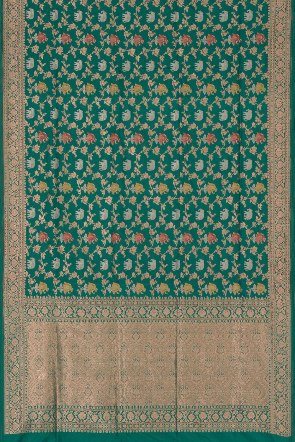 Banarasi Silk Brocade Teal Green Saree