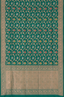 Image of Banarasi Silk Brocade Teal Green Saree