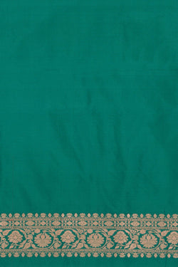 Image of Banarasi Silk Brocade Teal Green Saree