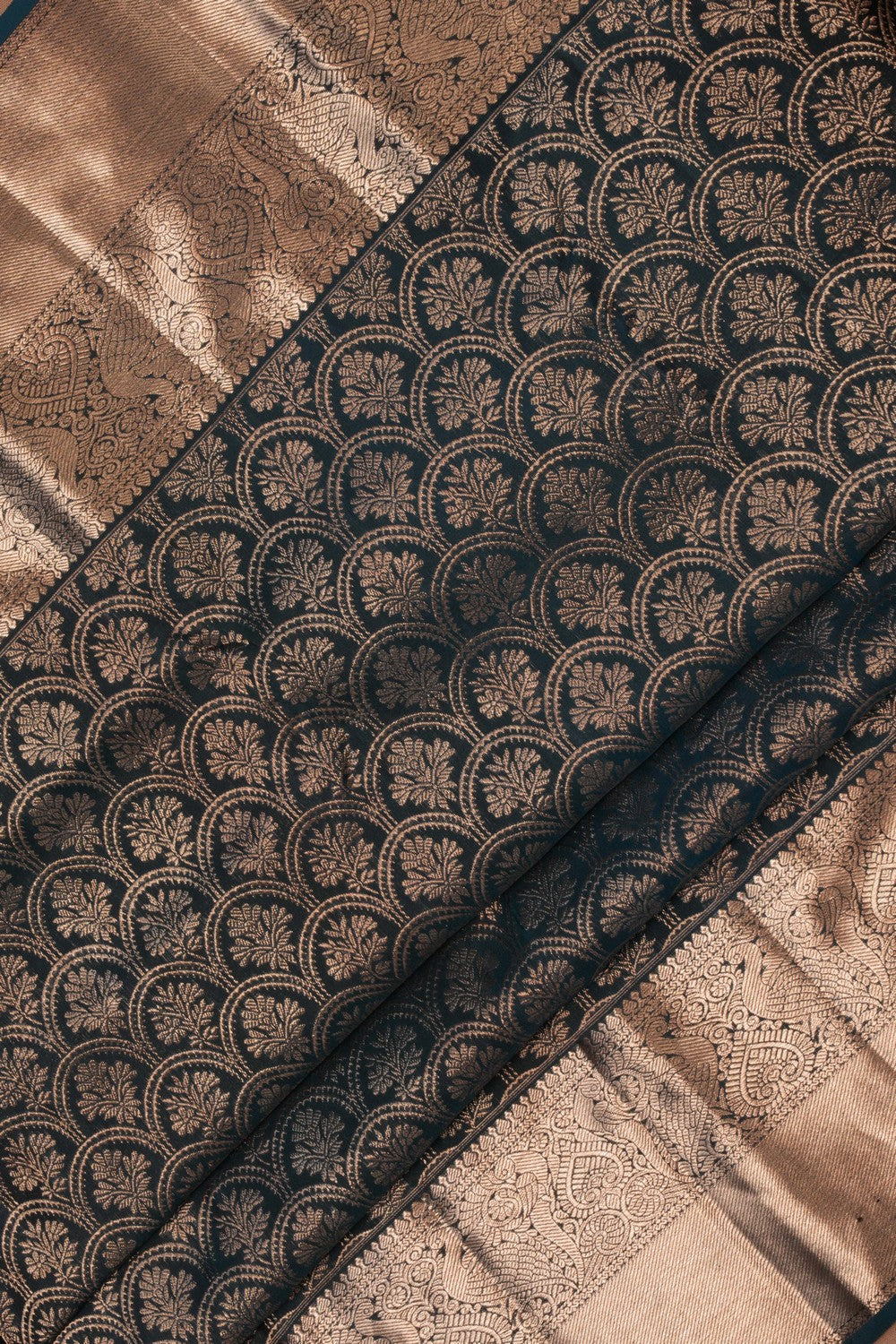 Image of Kanchipattu Brocade Peacock Blue Saree