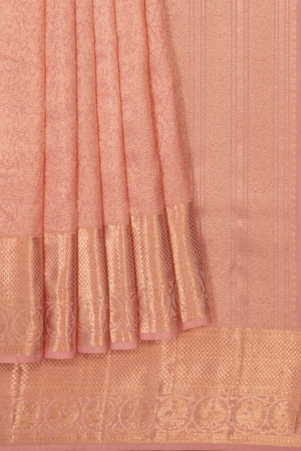 Kanchipattu Brocade Coral Pink Saree