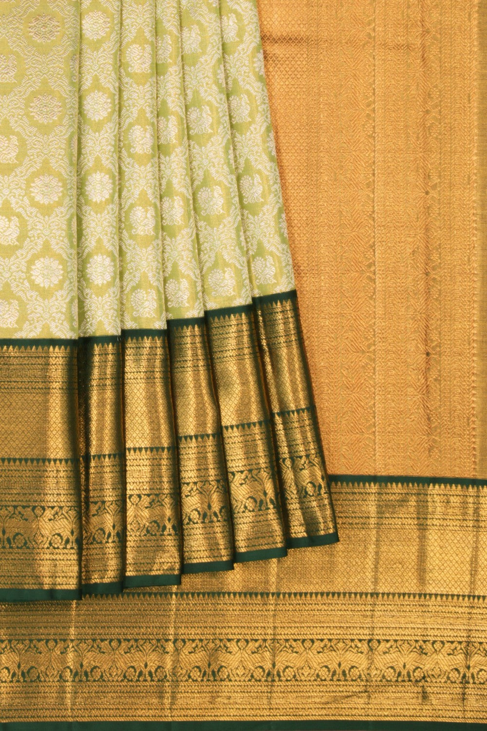 Kanchipattu Brocade Moss Green Saree