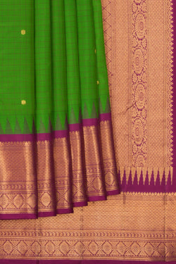 Image of Kanchipattu Kattam Green Saree