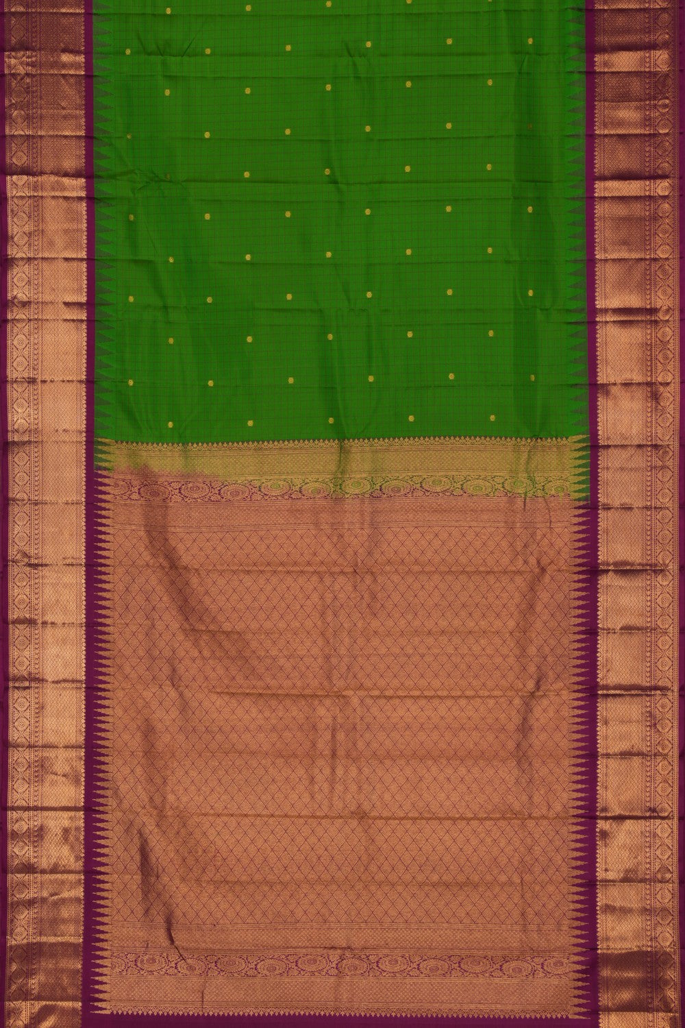 Kanchipattu Kattam Green Saree