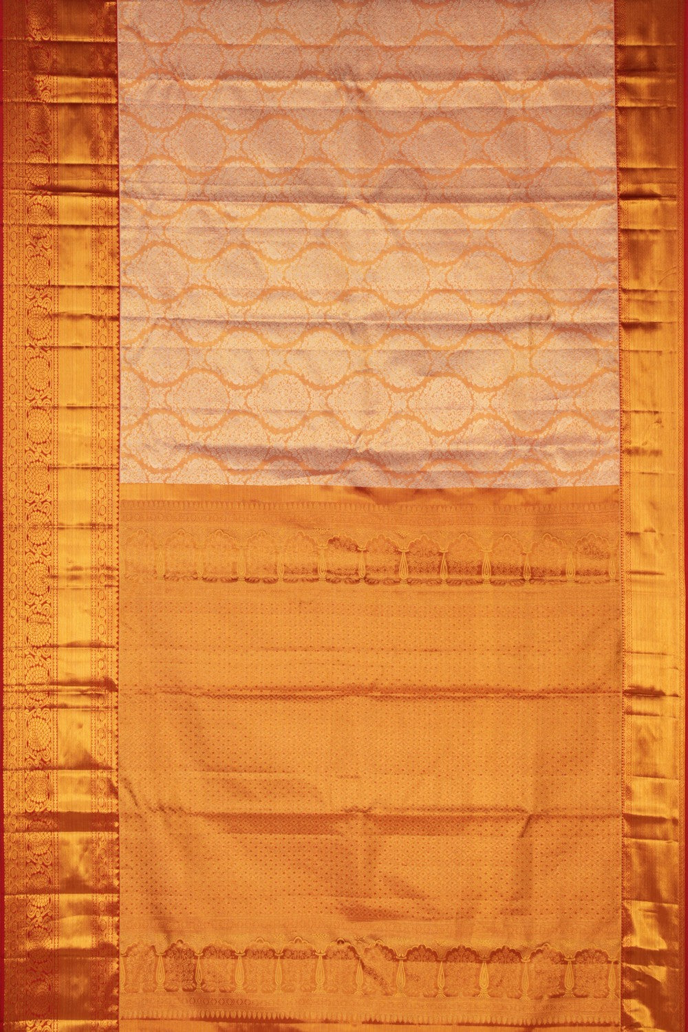 Kanchipattu Tissue Brocade Peach Saree