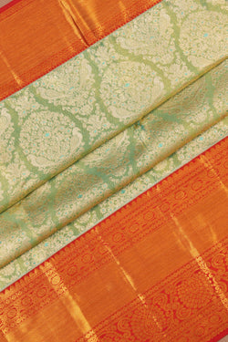 Image of Kanchipattu Tissue Brocade Aqua Green Saree