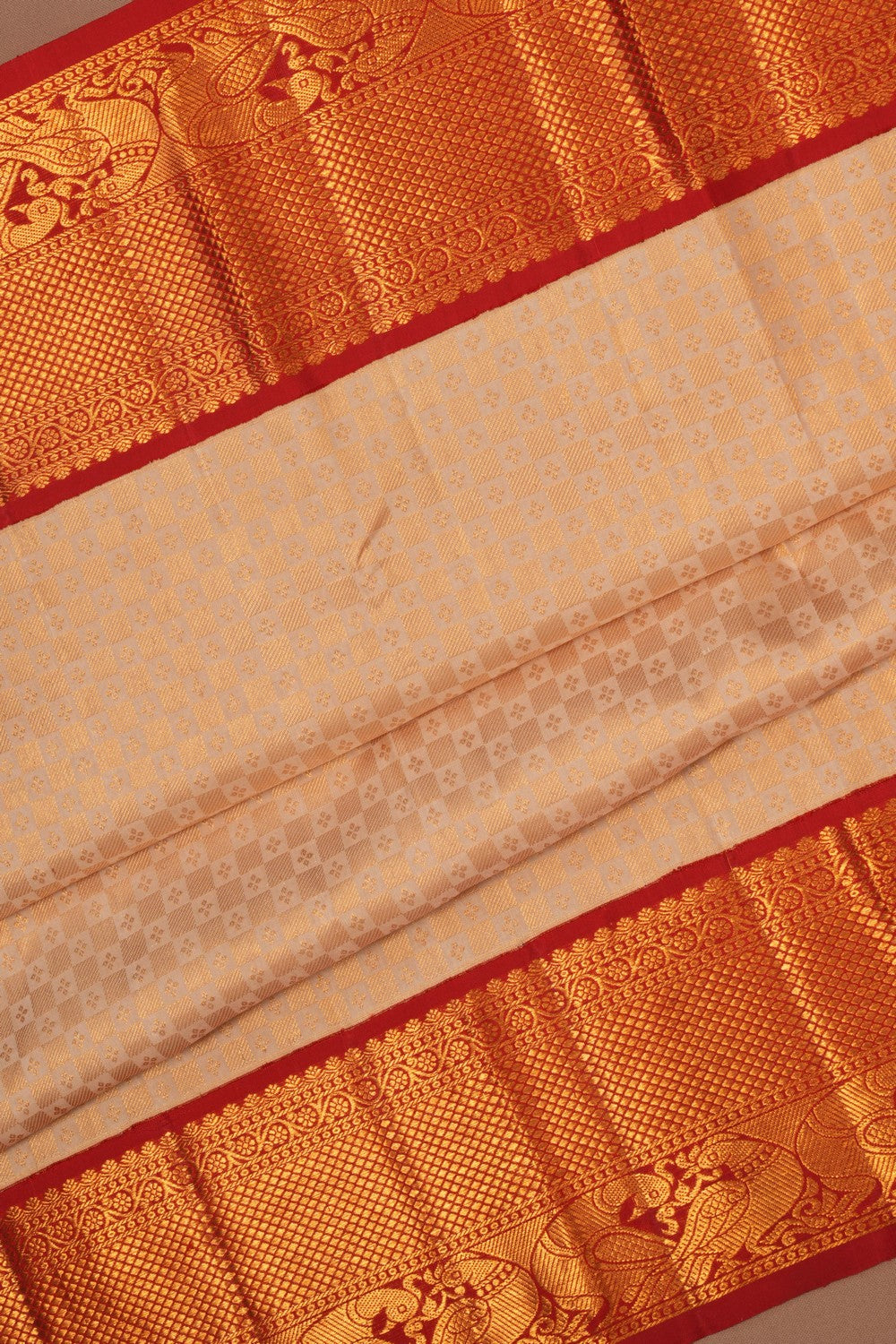 Kanchipattu Brocade Off-White Saree