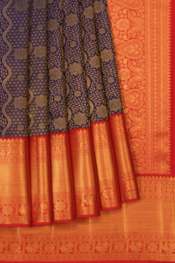 Image of Kanchipattu Brocade Navy Blue Saree