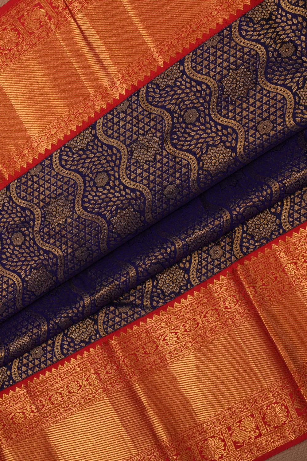 Kanchipattu Brocade Navy Blue Saree