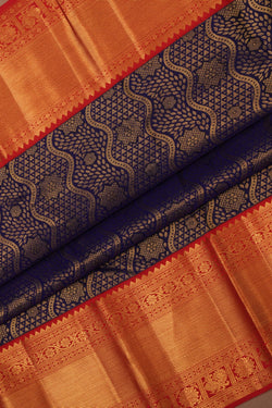 Image of Kanchipattu Brocade Navy Blue Saree