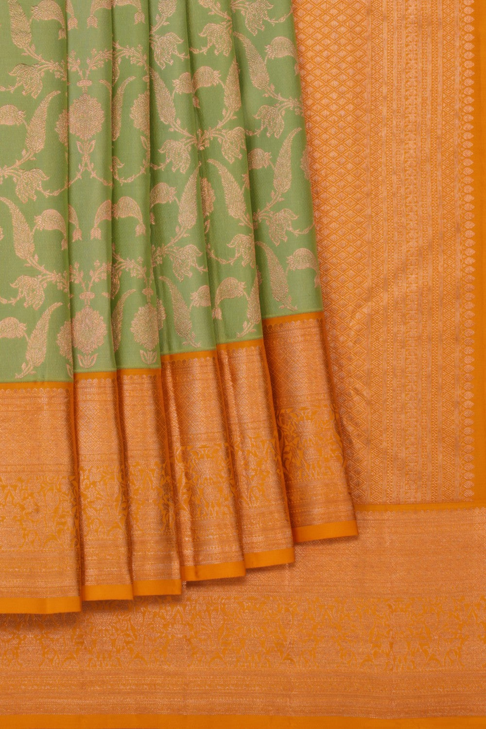 Kanchipattu brocade Sage Green Saree