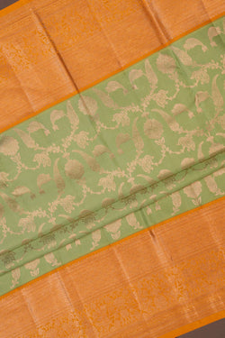 Image of Kanchipattu brocade Sage Green Saree